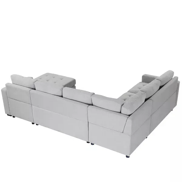 108" Pull-Out Sleeper Sofa Couches, Upholstered Modular Sectional Sofa with USB and Type-C Interfaces - ModernLuxe by Couch.com