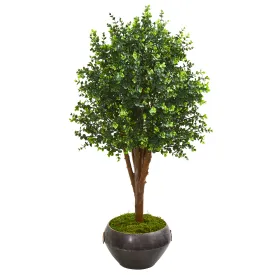 50" Artificial Eucalyptus Artificial Tree in Metal Bowl UV Resistant (Indoor/Outdoor) - Low Maintenance, Life-Like & Vibrant Silk Trees For Busy People.