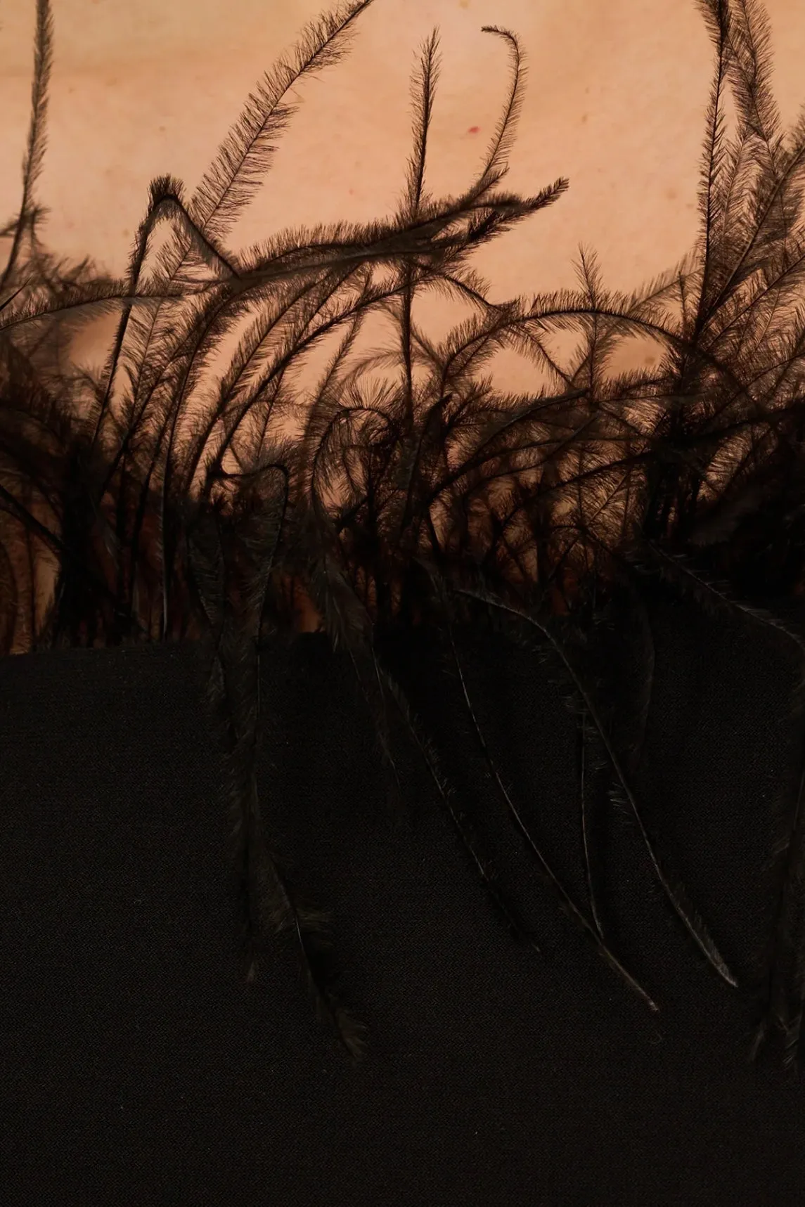 Adrianna Papell Off The Shoulder 3/4 Sleeve with Feather Accents by Curated Brands