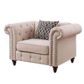 Aurelia - Linen Chair With Pillow - Beige by Couch.com