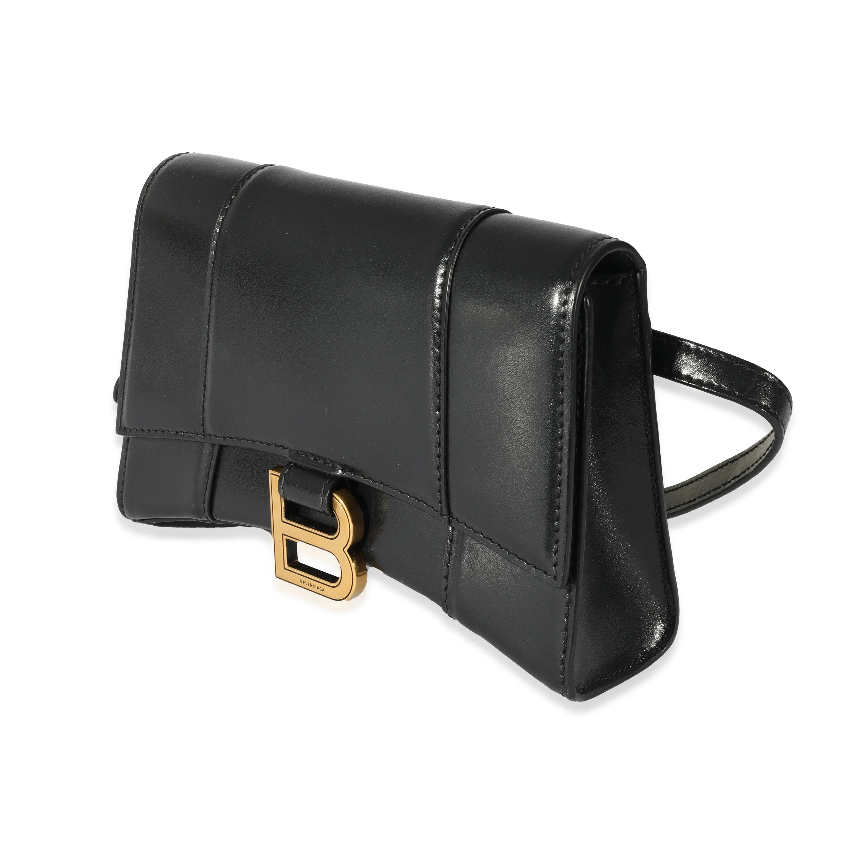 Balenciaga Black Smooth Leather Hourglass XS Belt Bag