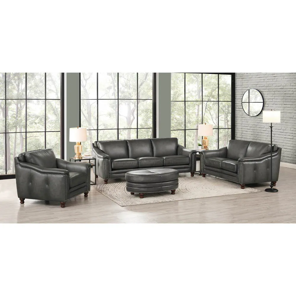 Belfast - Top Grain Leather Oval Ottoman by Couch.com