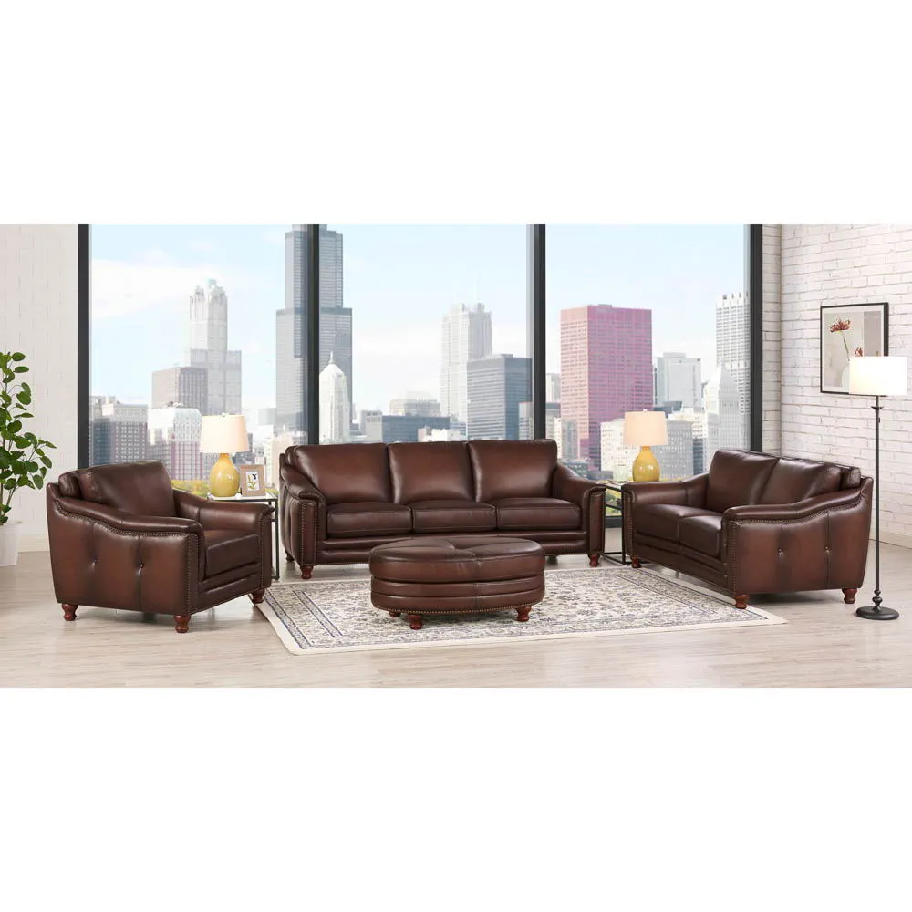 Belfast - Top Grain Leather Oval Ottoman by Couch.com