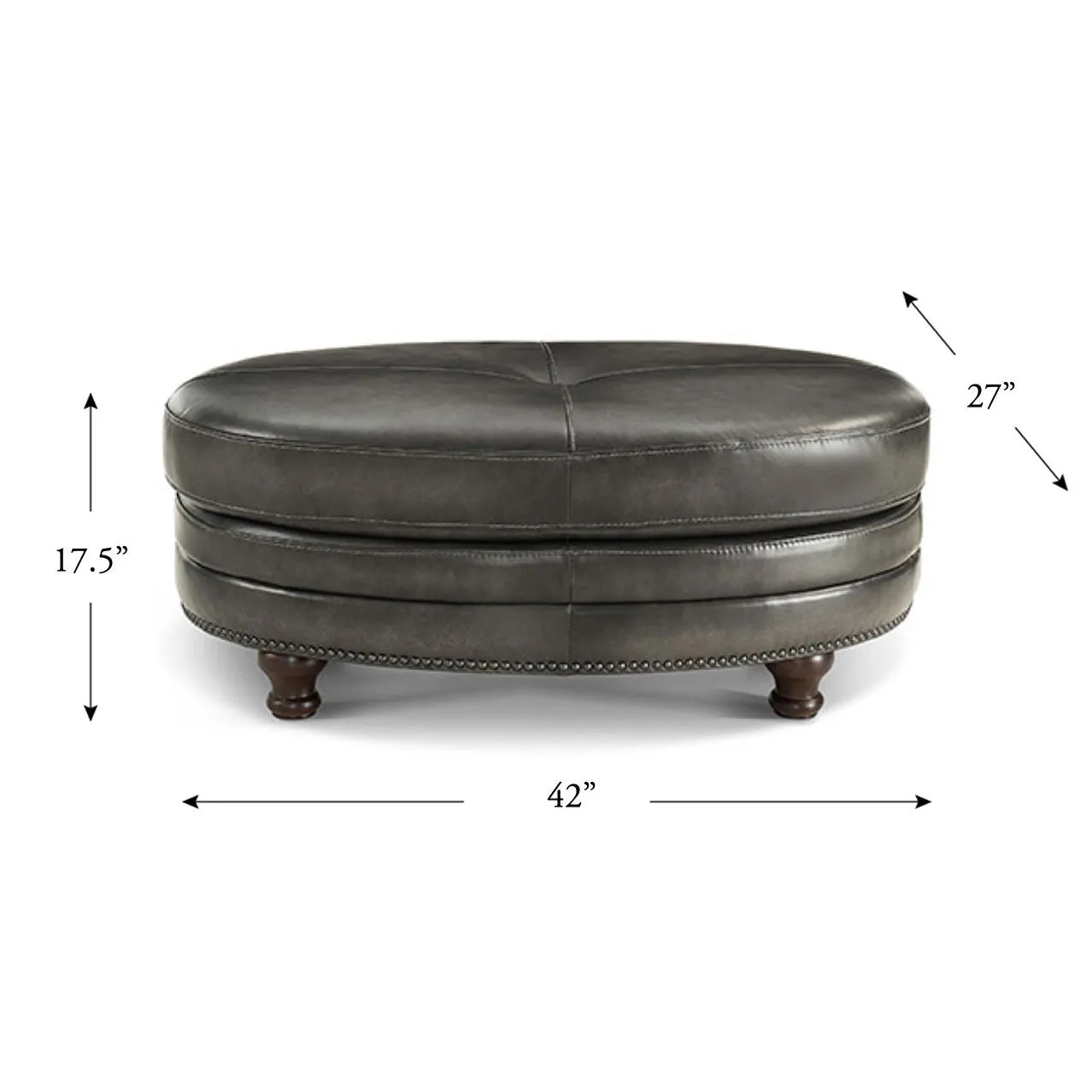 Belfast - Top Grain Leather Oval Ottoman by Couch.com