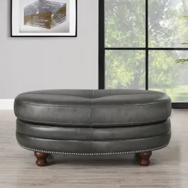 Belfast - Top Grain Leather Oval Ottoman by Couch.com