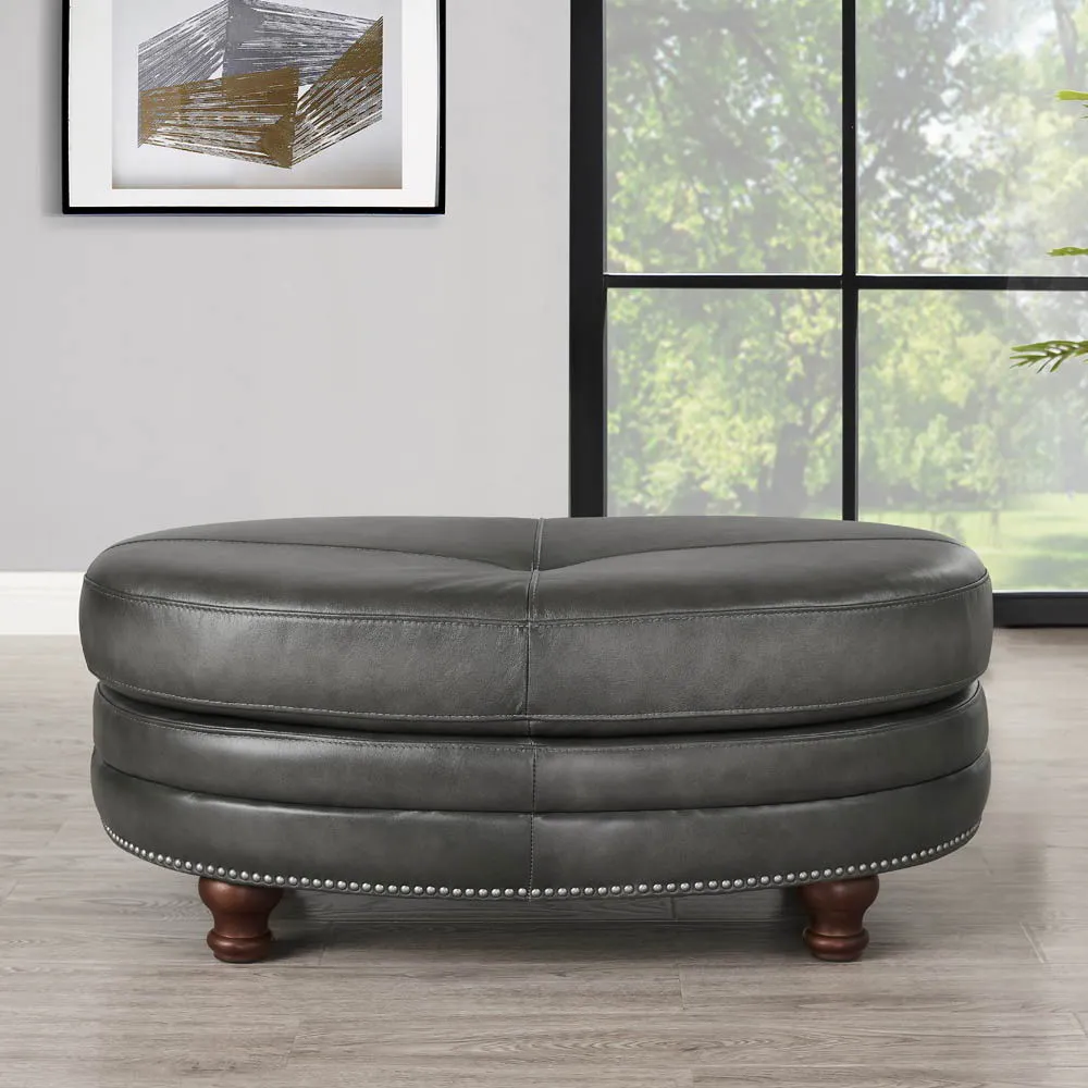 Belfast - Top Grain Leather Oval Ottoman by Couch.com