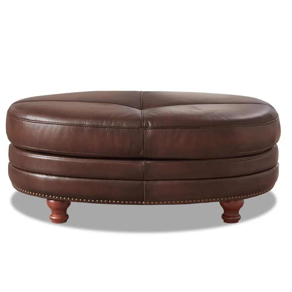 Belfast - Top Grain Leather Oval Ottoman by Couch.com