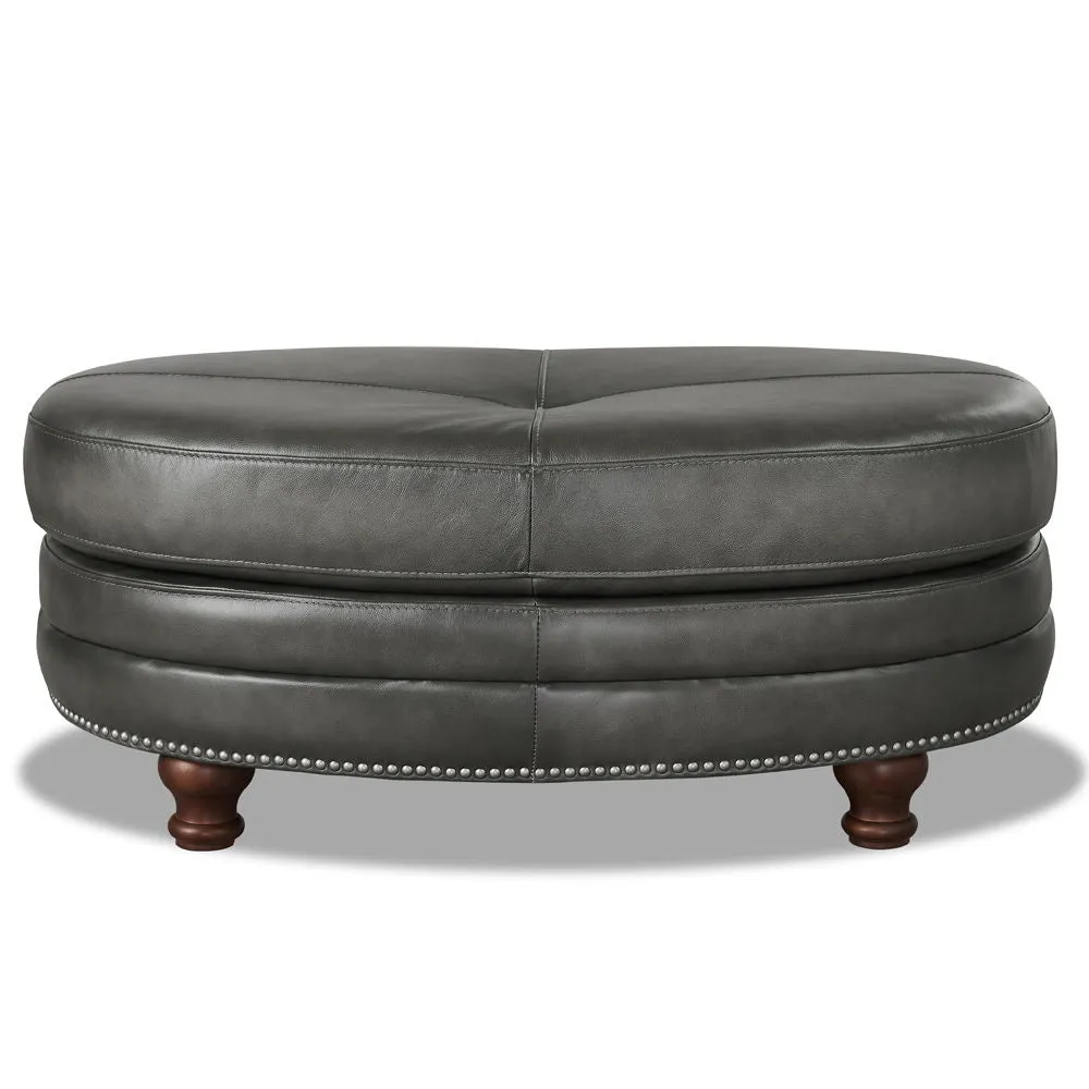 Belfast - Top Grain Leather Oval Ottoman by Couch.com