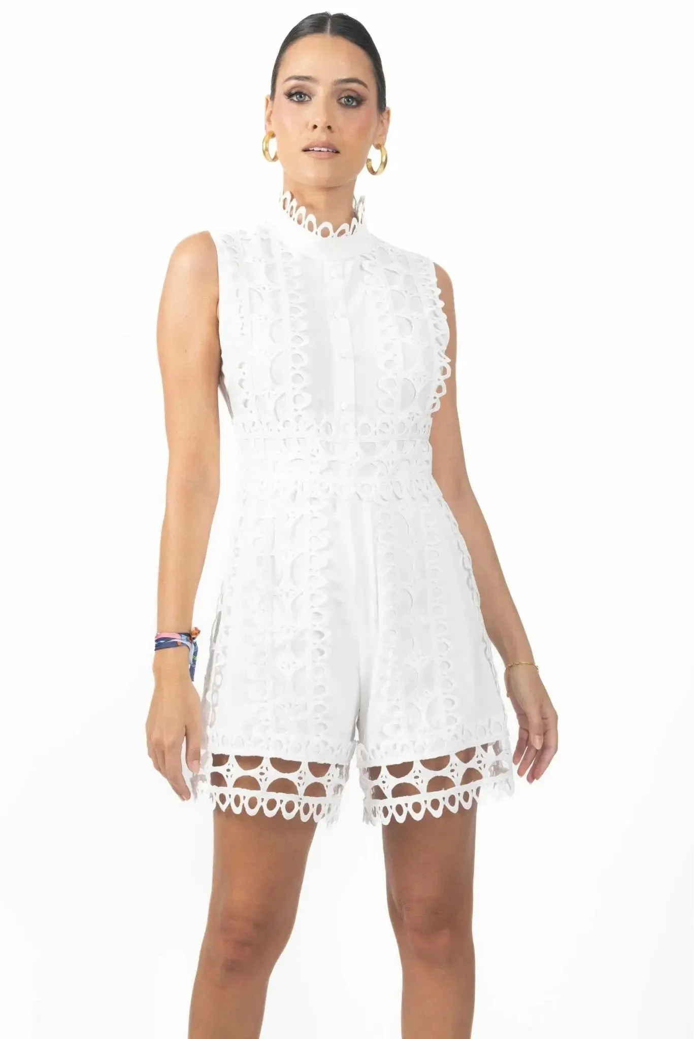 Blaine Romper Guipure Lace in White by Akalia