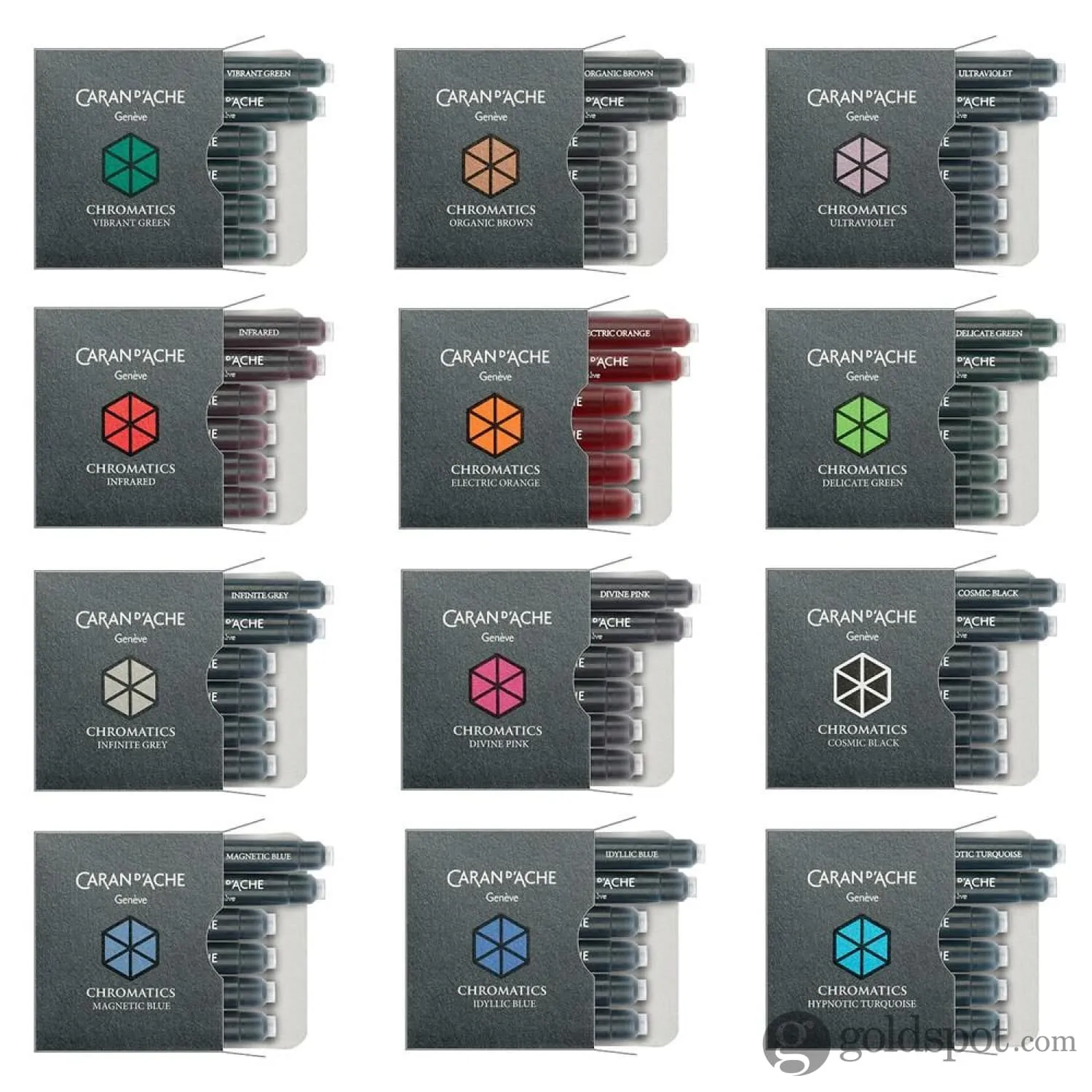 Caran d'Ache Chromatics Ink Cartridges in Hypnotic Turquoise - Pack of 6
