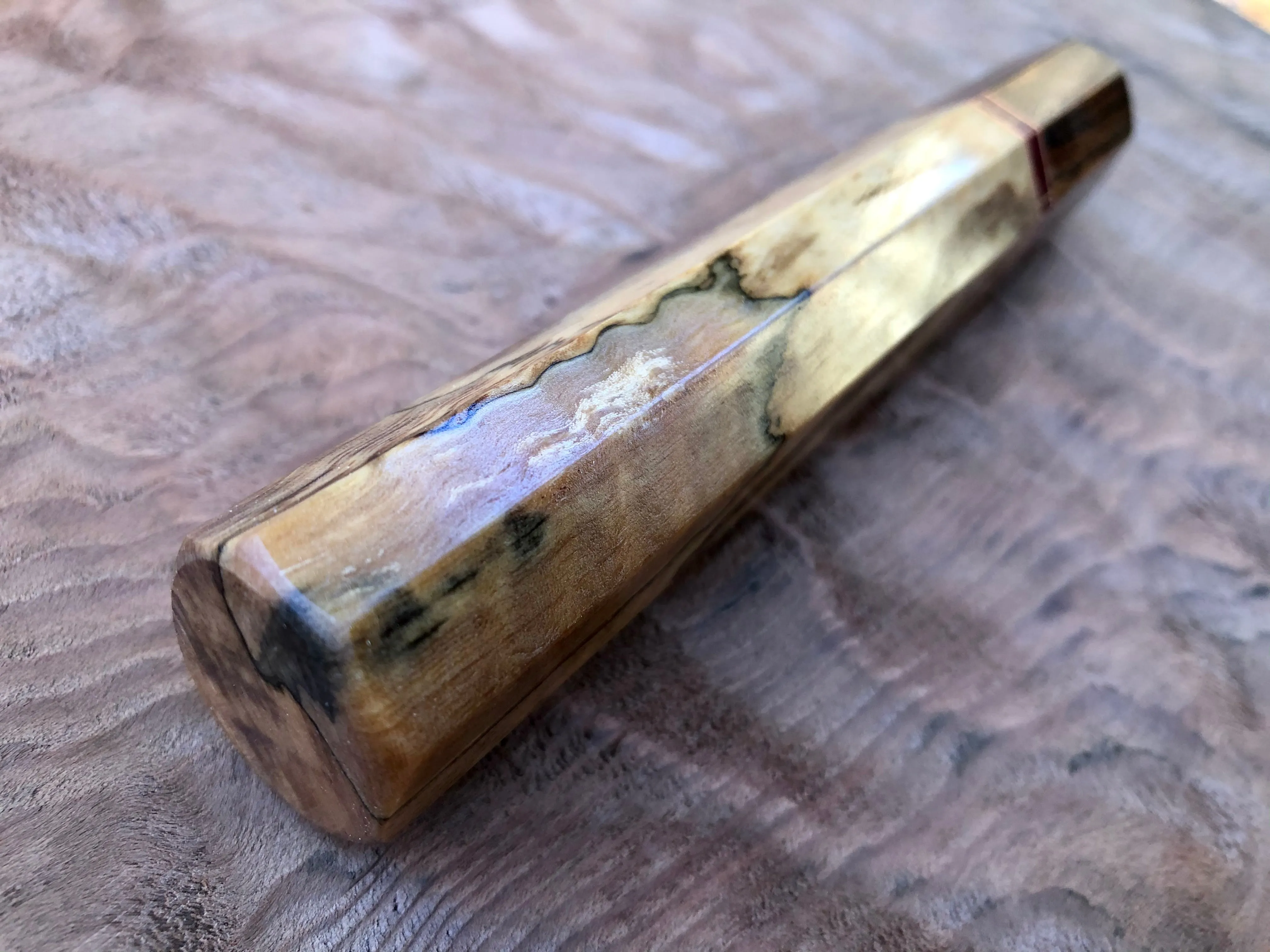 Custom Japanese Knife Handle - Spalted tamarind and desert ironwood