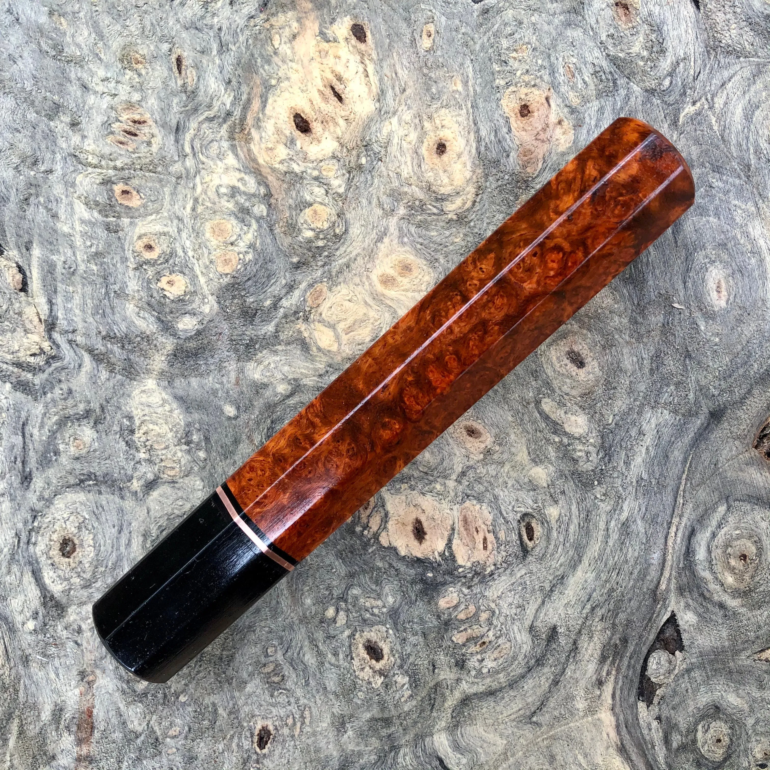 Custom Japanese Knife handle (wa handle) - Amboyna Burl and Buffalo horn