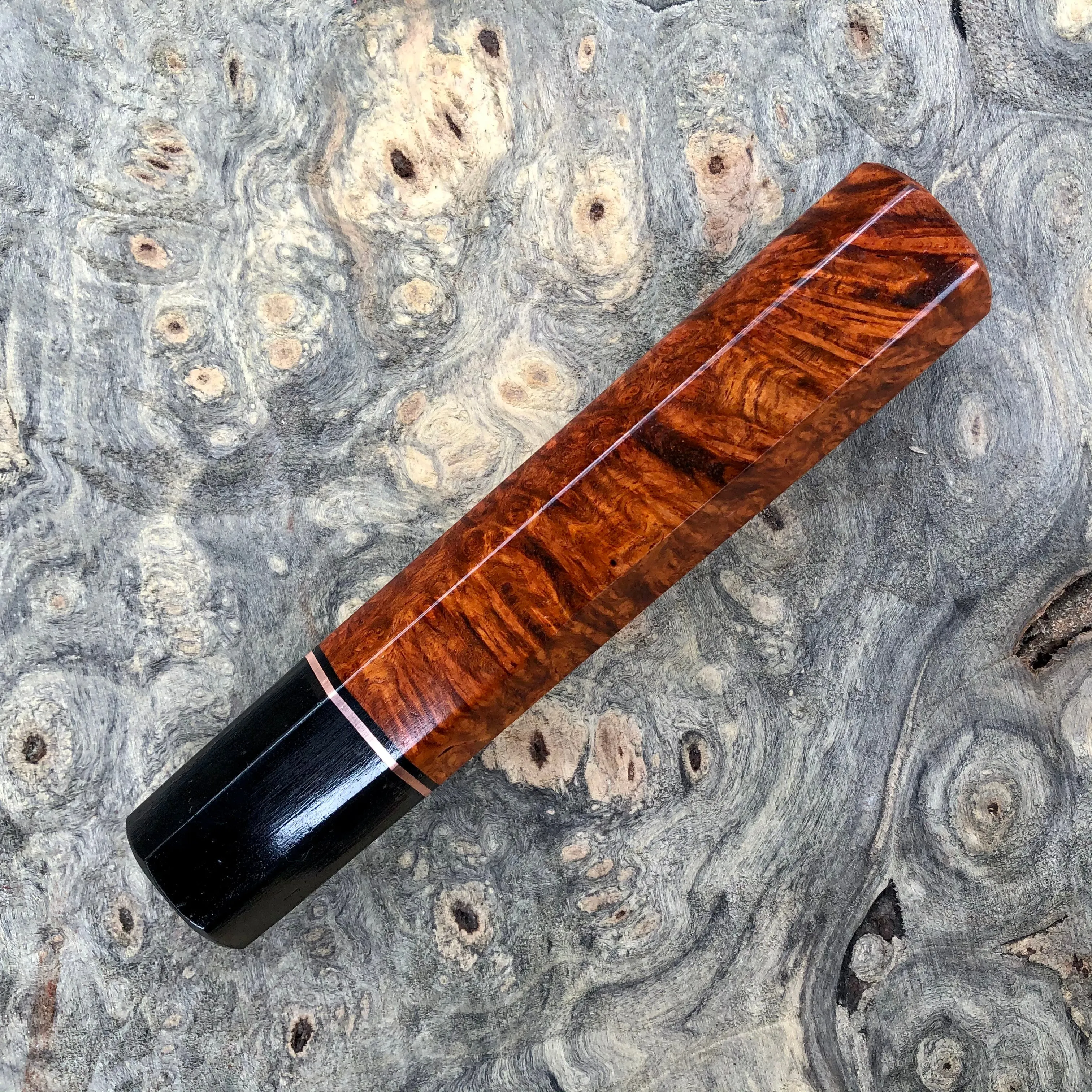 Custom Japanese Knife handle (wa handle) - Amboyna Burl and Buffalo horn