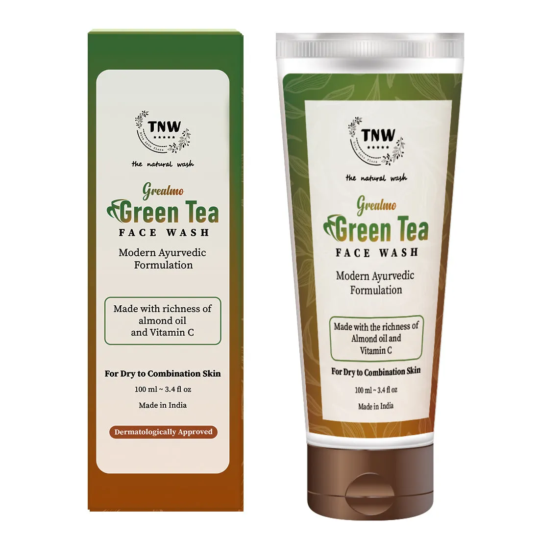 Green Tea Face Wash (Grealmo) - Paraben/Sulphate-Free.