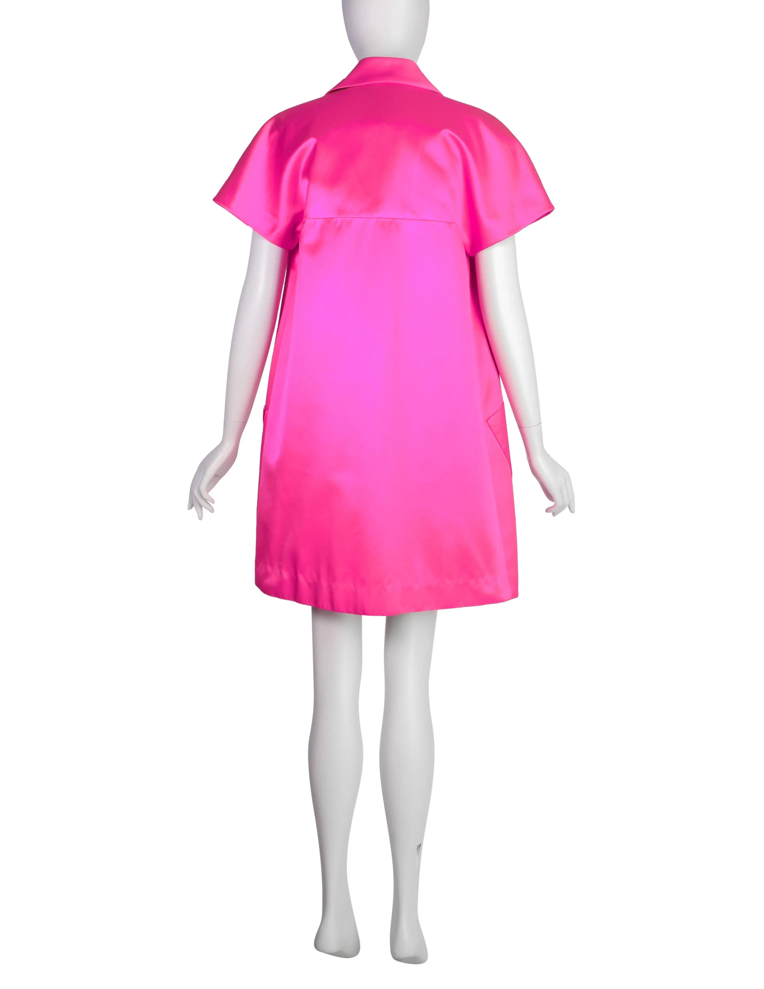 Karl Lagerfeld Vintage AW 1990 Shocking Pink Silk Satin Short Sleeve Jacket