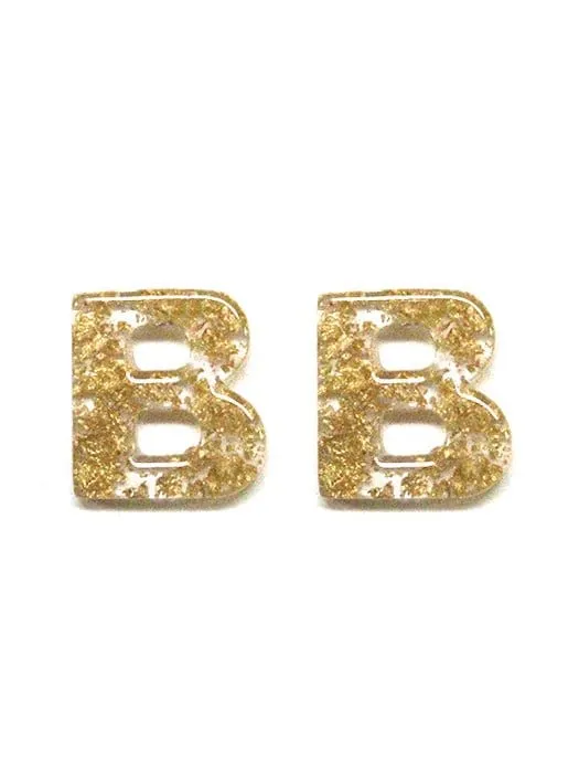 KE8190 Assorted 16 Piece Gold Acrylic Initial Stud Earring Pack