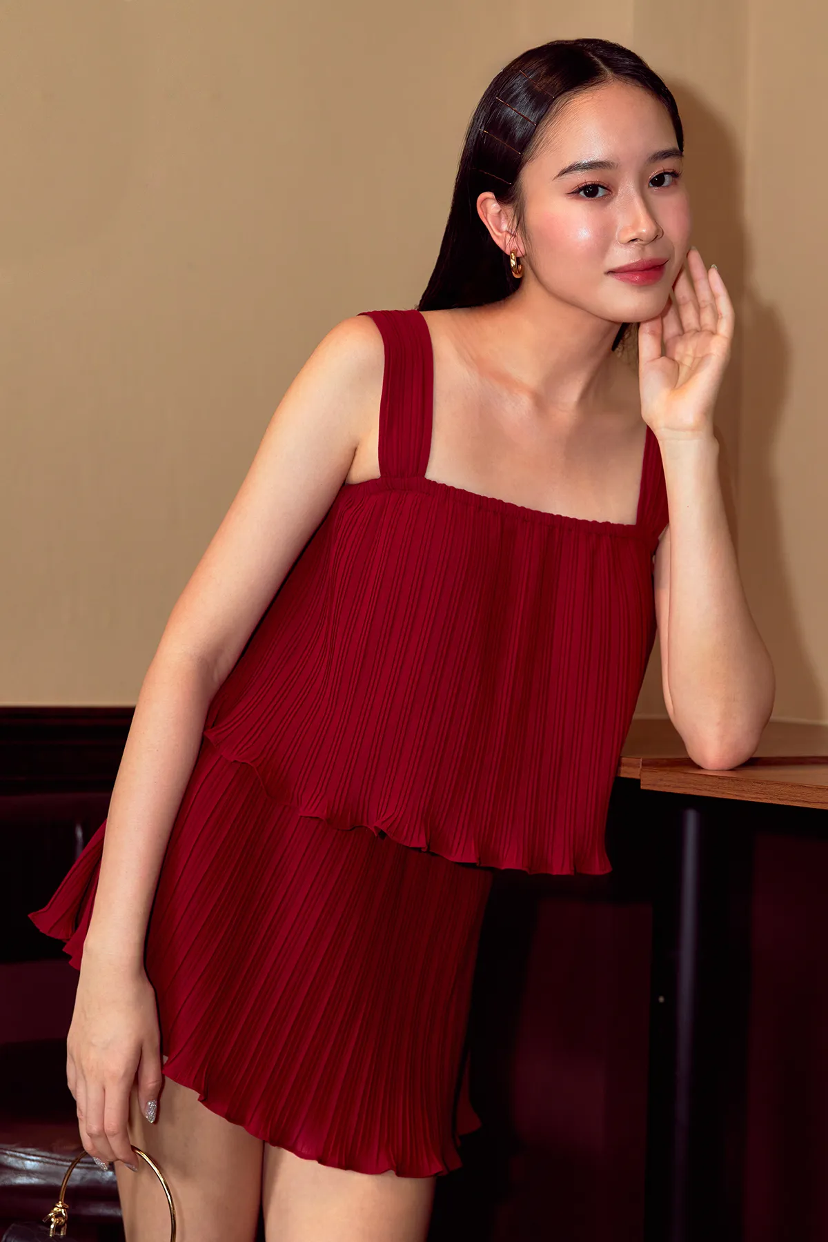 Mon Chéri Pleat Skorts (Venetian Red)