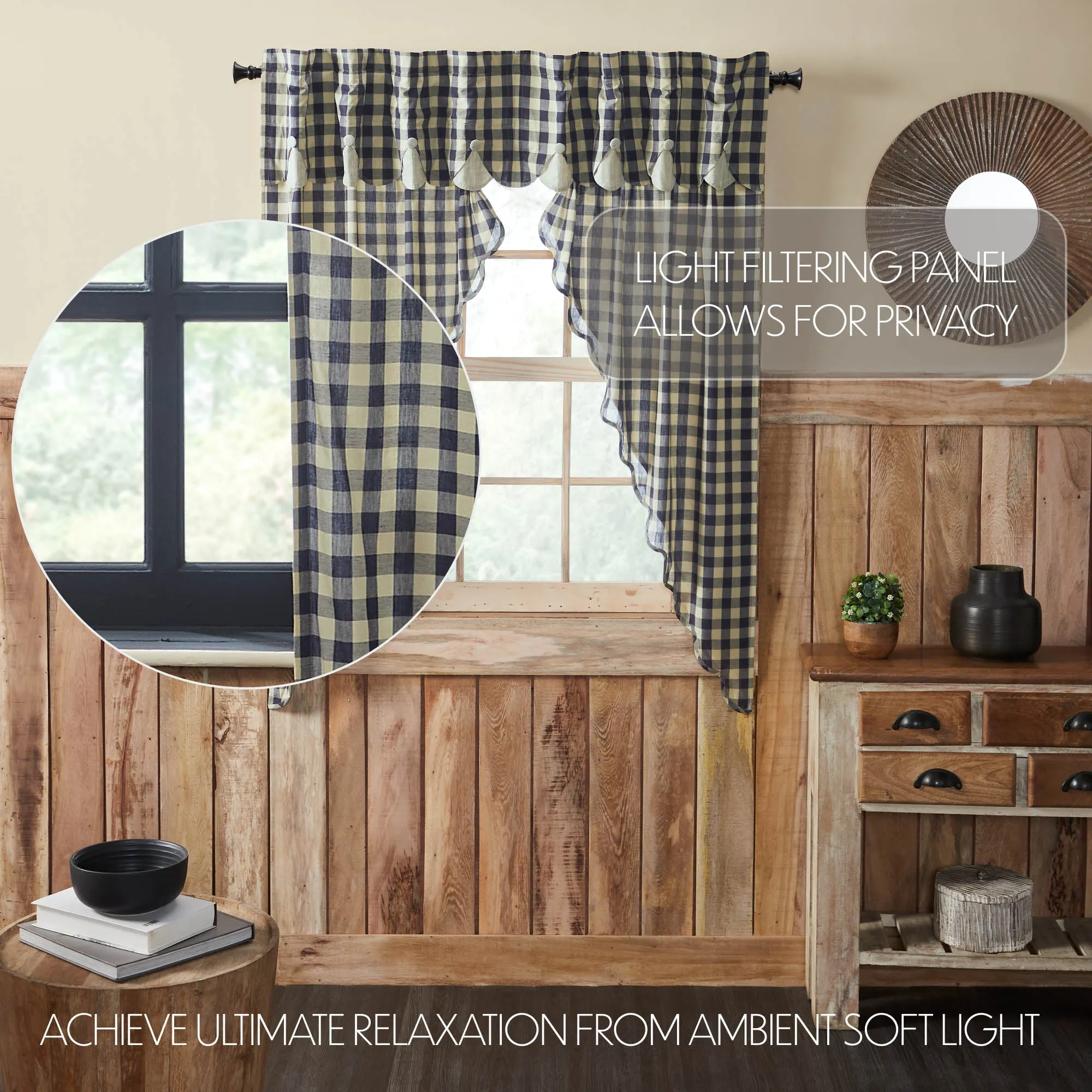 My Country Scalloped Layered Prairie Short Panel Set of 2 63x36x18