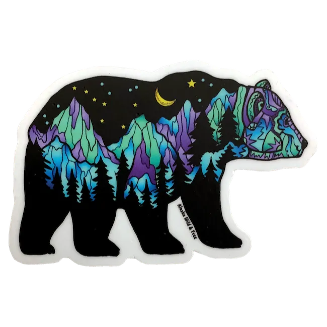 Northern Lights Bear Sticker