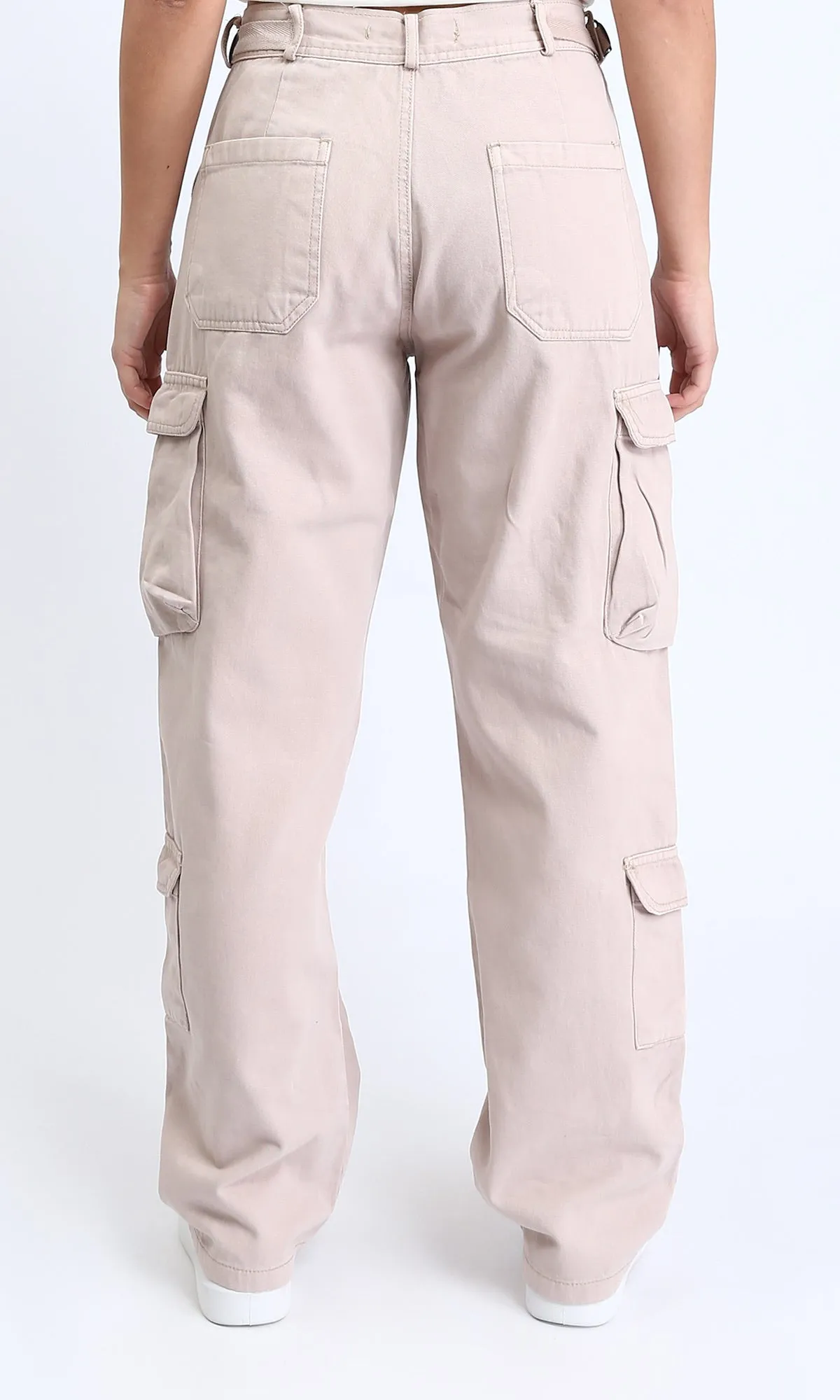 O202284 - Casual Cargo Pants with Multiple Pockets - Beige