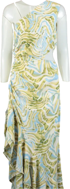 One shoulder Multicolour Abstract Print Dress UK L
