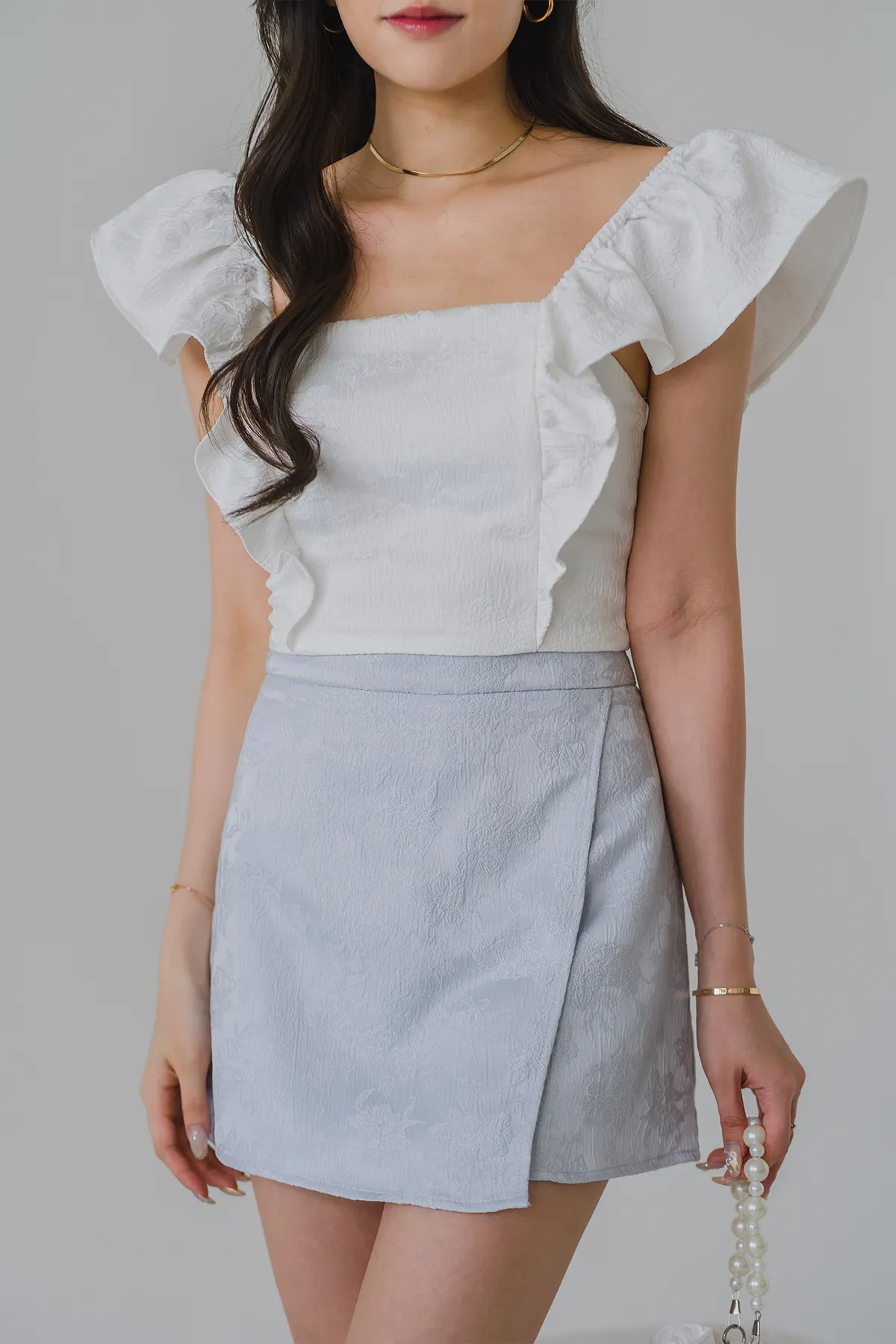 Spring In Bloom Embossed Skorts (Blue)