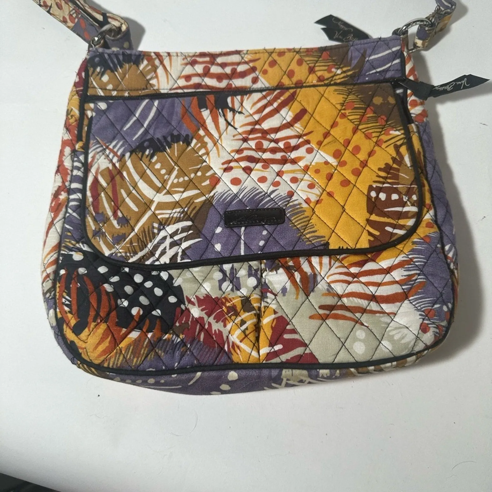 Yellow and Purple Shoulder Bag with Adjustable Strap