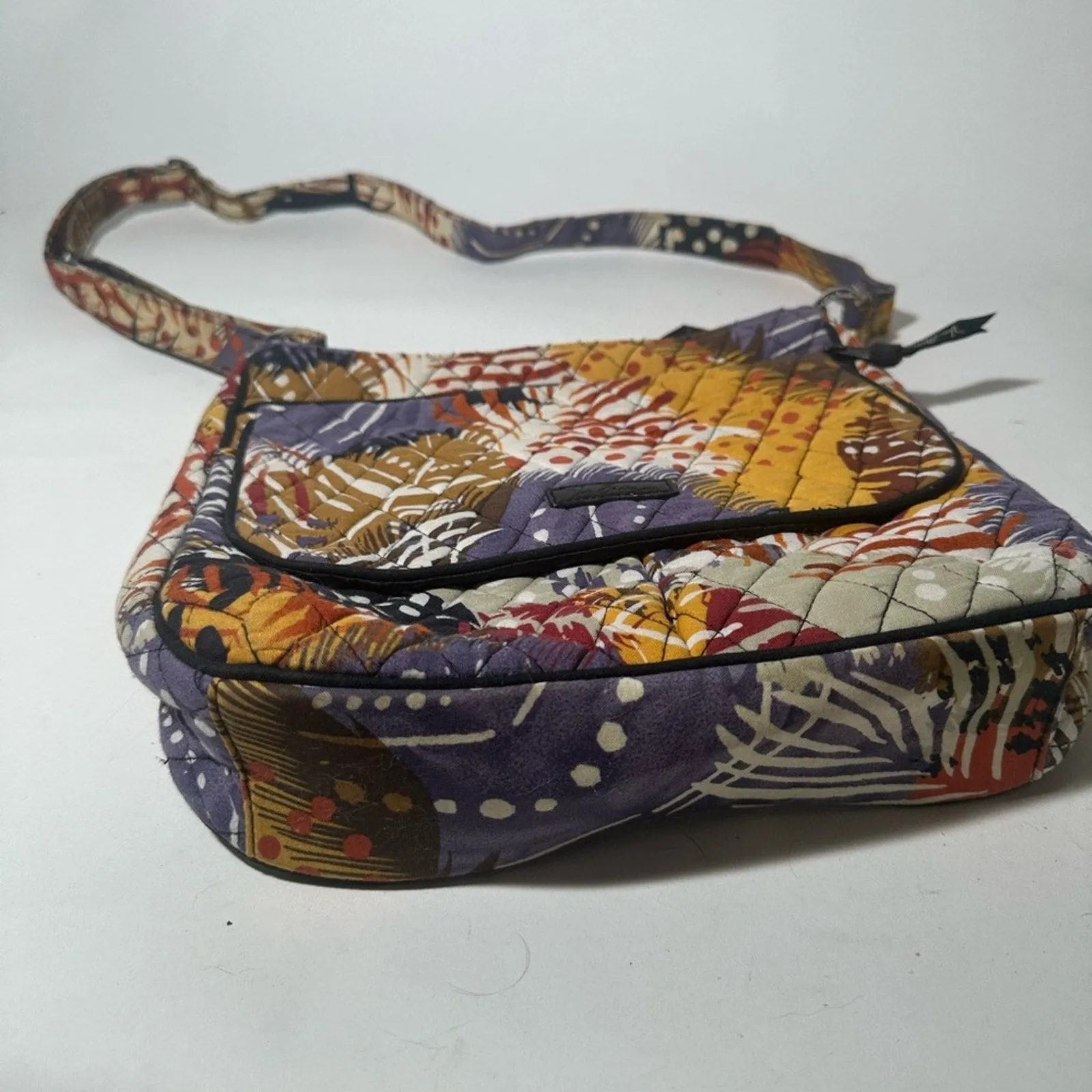 Yellow and Purple Shoulder Bag with Adjustable Strap