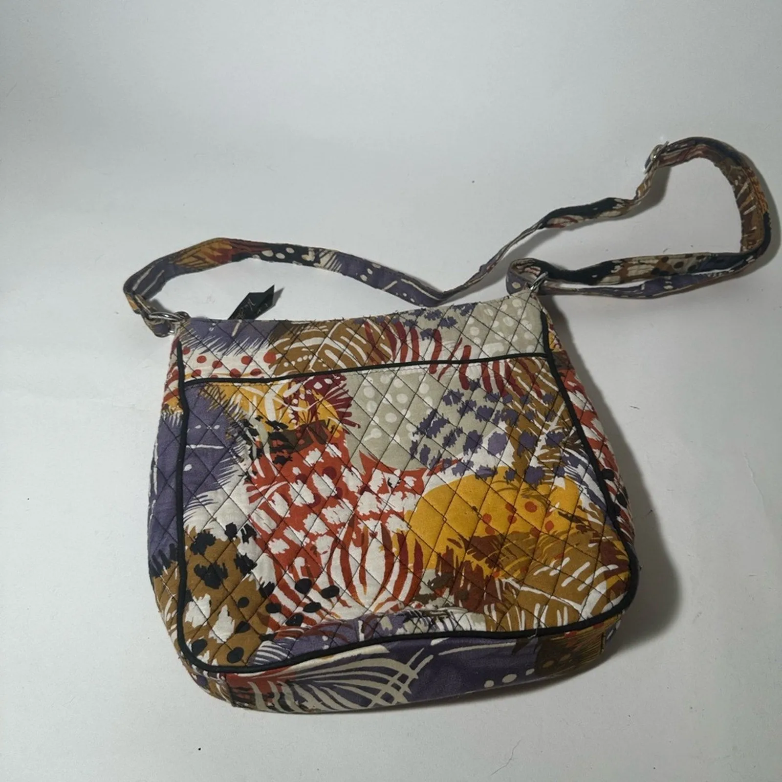 Yellow and Purple Shoulder Bag with Adjustable Strap